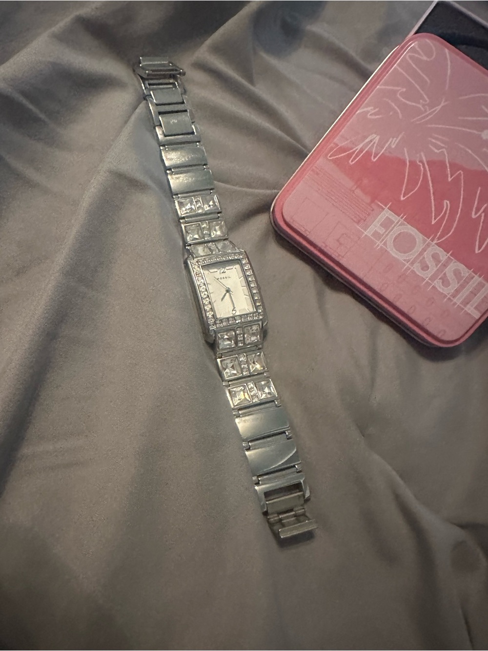 Fossil Silver Women’s Bracelet Watch with Crystal Accents